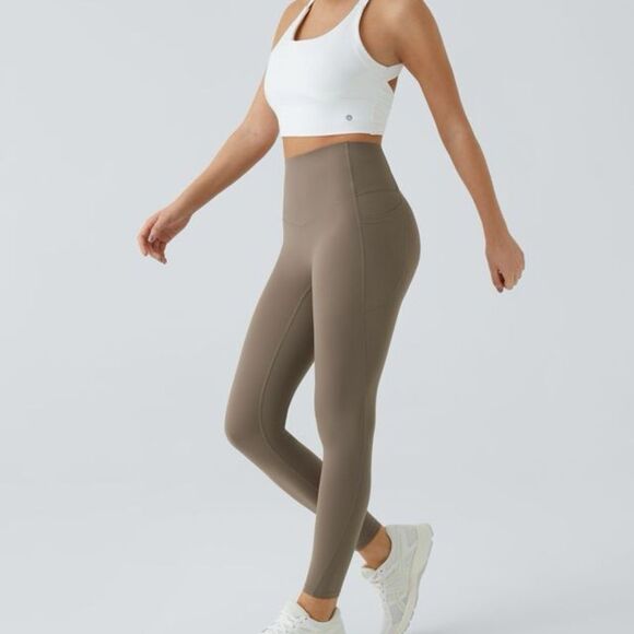 Halara High Waisted Butt Lifting Tummy Control Dawn Brown Legging Pockets XS 7/8 - Picture 1 of 12